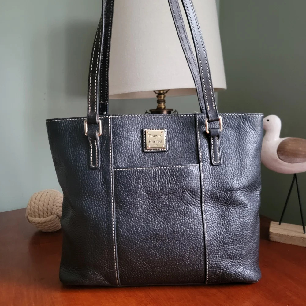 Dooney & Bourke Lexington Black Pebbled Leather Tote Work Laptop Shoulder Bag